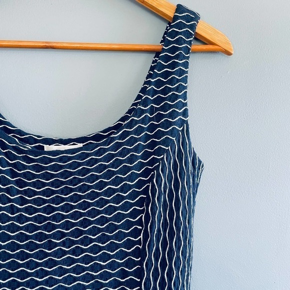 NWT Milly Maria Wavy Stripe Sleeveless Stretch Tank Dress S 4 6 Navy Blue White - Picture 4 of 9